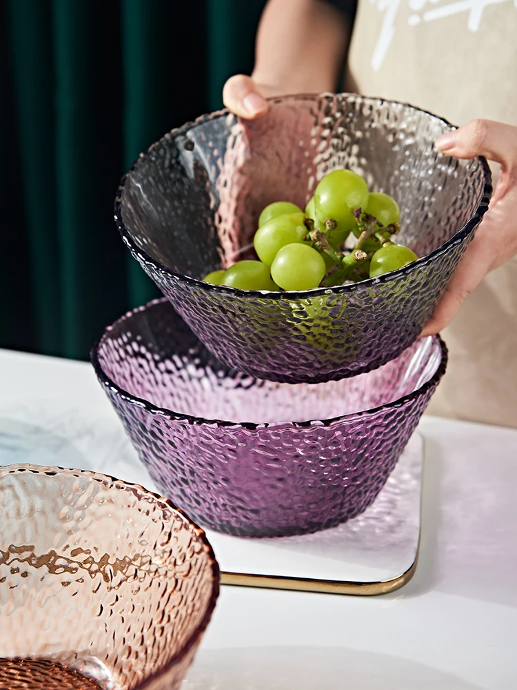 

Hammer glass salad bowl large capacity fruit bowl household creative breakfast tableware fruit plate large bowl cold noodle bowl