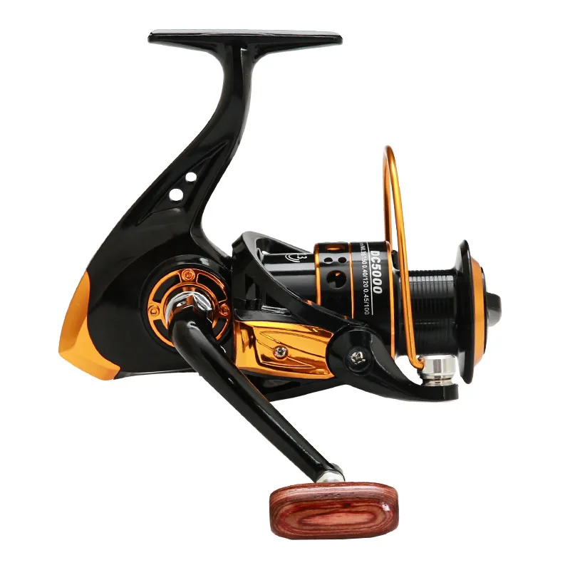 

1000-7000 Series Metal Wire Cup Spinning Fishing Reel Black gold 13BB Smooth No Gap Fishing Wheel for Rock Sea Boat Fishing Rod