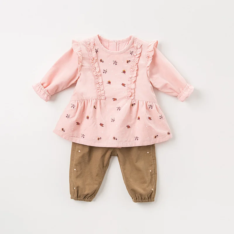 Детская футболка с рюшами длинным рукавом и цветочным принтом для девочек