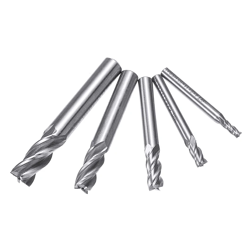 НАБОР КОНЦЕВЫХ ФРЕЗ Mayitr из быстрорежущей стали с 4 канавками и прямым хвостовиком