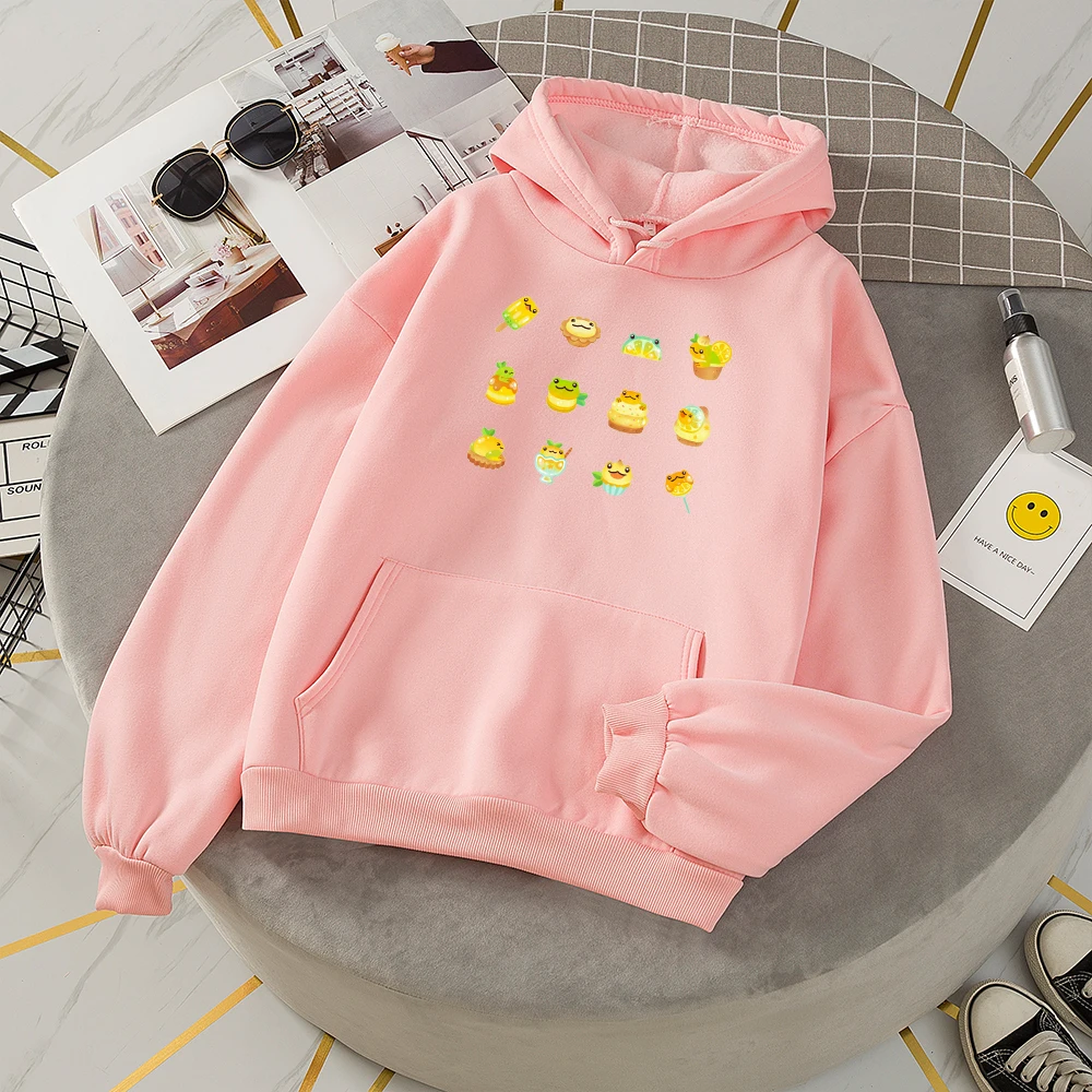 Long Sleeve Graphic Top Sweatshirts for Teen Girls Streewear Sweetshirt Hoodies Ladies Hoodies and Sweatshirts Cute Dessert Frog