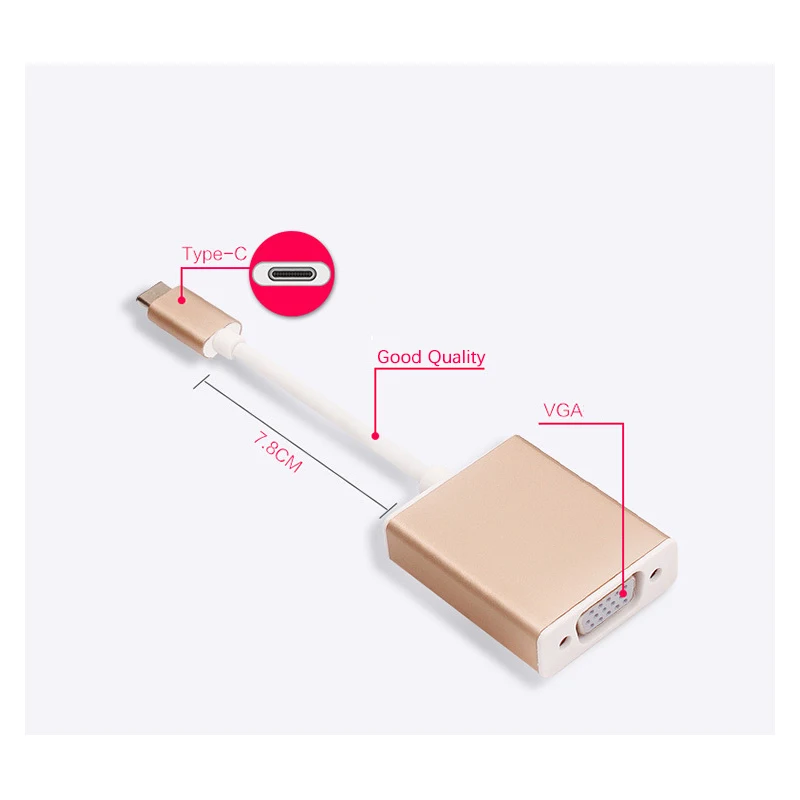 USB 3 1 Тип C к VGA адаптер Подключение цифровой кабель HD Реверсивный для Macbook