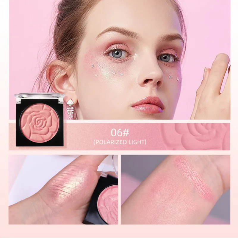 Розовые Румяна для лица румяна пудра макияж жемчужный пигмент Cosmestics