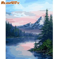 ruopoty acrylic painting by numbers for adults with frame 60x75cm modern lake scenery drawing coloring by numbers for diy gift