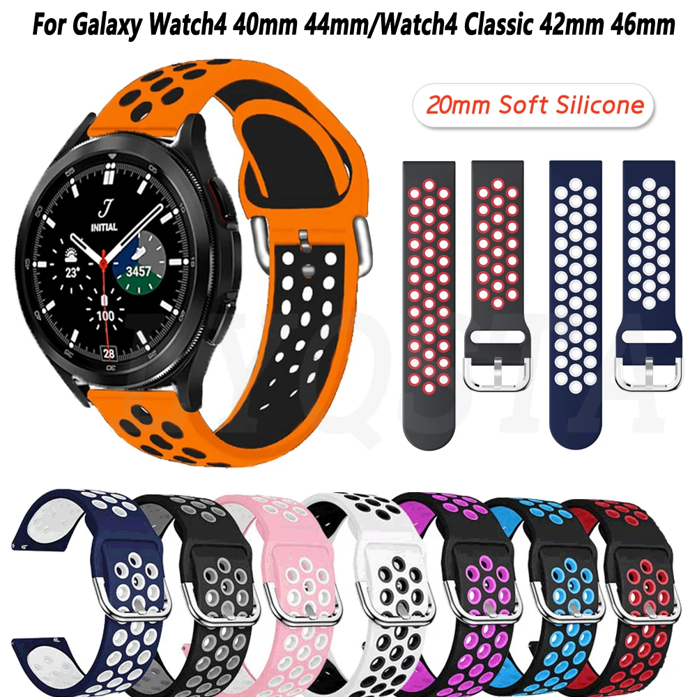 

Ремешок силиконовый для Samsung Watch 4 Classic 42 мм 46 мм, браслет для Active2 40 44 Huami Amazfit GTR 42 мм GTS, 20 мм