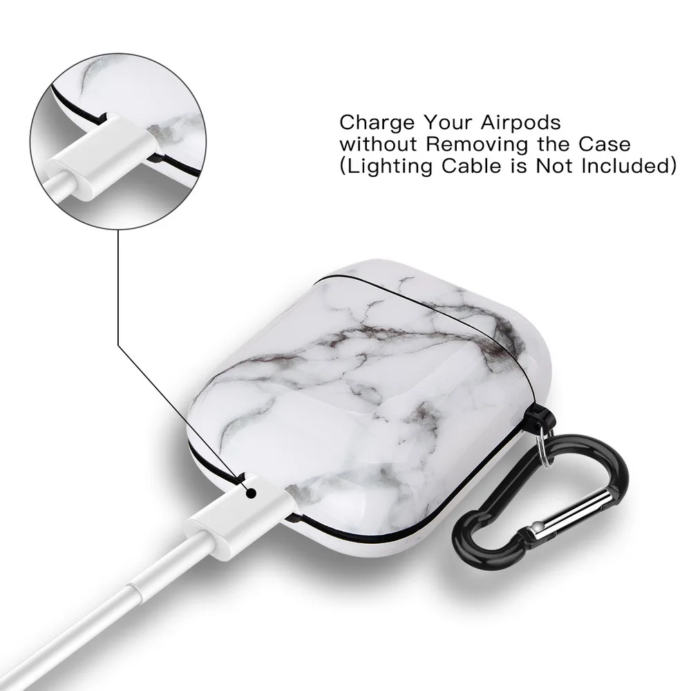 Netarlier Защитный Мягкий Наушник Из ТПУ чехол для Apple Airpods 1 2 глянцевый IMD Черный Белый Мраморный чехол для наушников с крюком-вешалкой