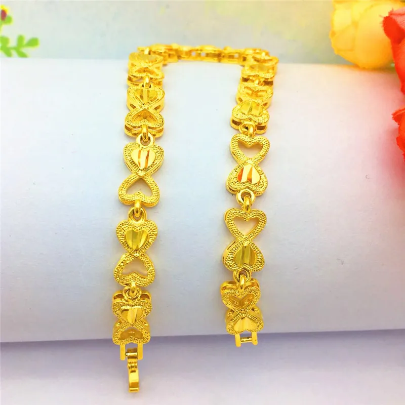 

Мода желтого золота 14K браслет для женщин, ювелирное изделие для помолвки, свадьбы, в форме сердца с браслет ювелирные изделия для подруги по...
