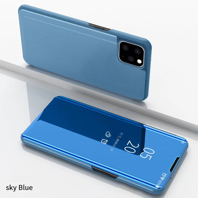 100 шт умный зеркальный чехол Clear View для iPhone 11 Pro Max XS XR X 8 7 6 6S Plus, кожаный флип-чехол с подставкой, защитный чехол