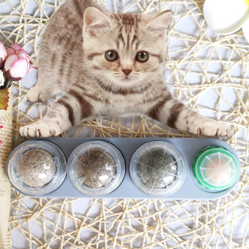 Игрушка для кошек, кошачий мячик, набор из 3 вращающихся самоклеющихся серебряных шариков для кошек, настенный молярный игрушечный молярный Кот, товары для кошек