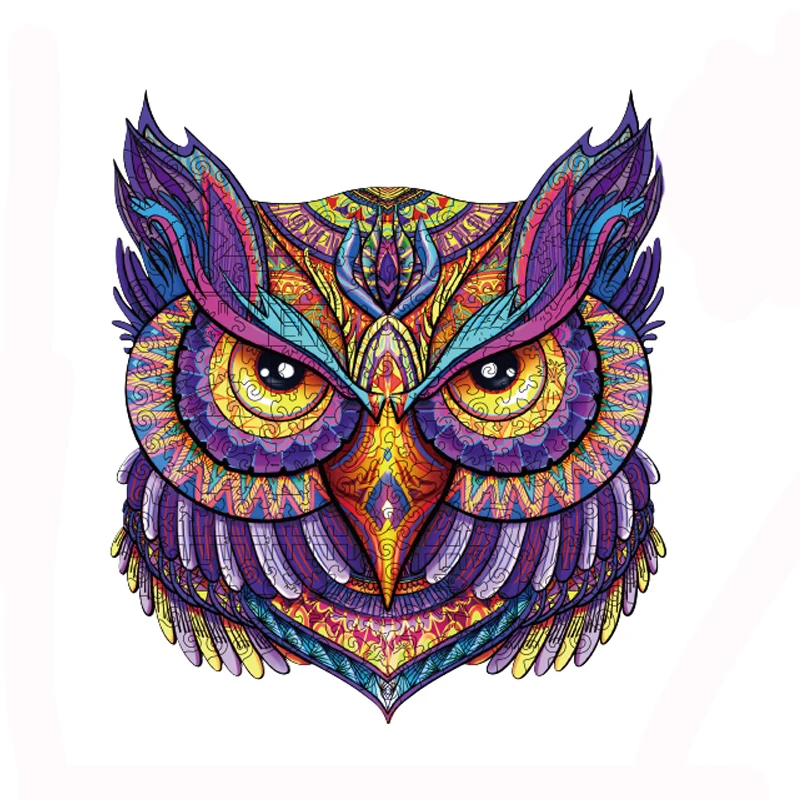 

New 3D Wooden Jigsaw Puzzle Owl Unique Shape Animals Puzzles Games DIY Crafts Toys for Children Adults Christmas Gifts with Box