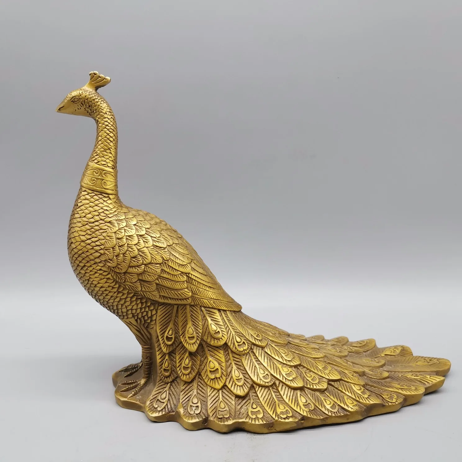 

Pure copper peacock open screen ornament, auspicious, Home feng shui decoration