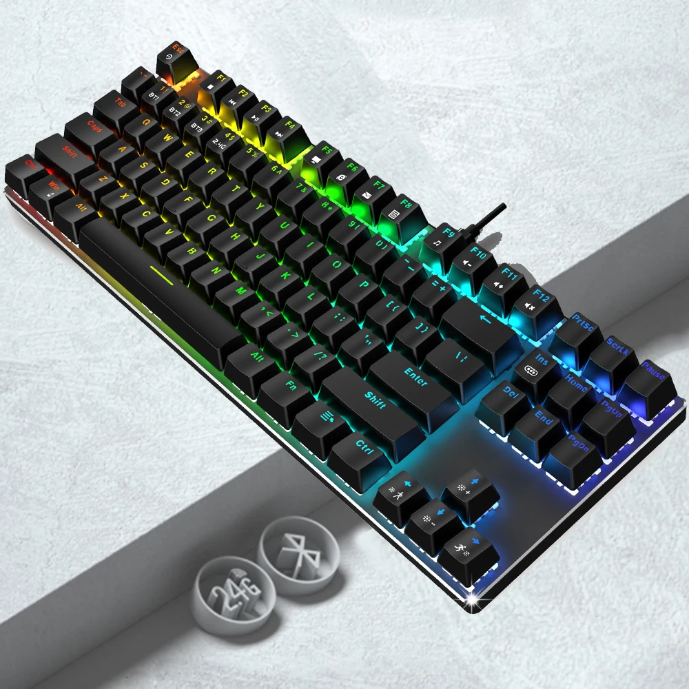 Проводная/Беспроводная игровая механическая клавиатура Metoo Editio Bluetooth 3 0 2 4 ГГц RGB