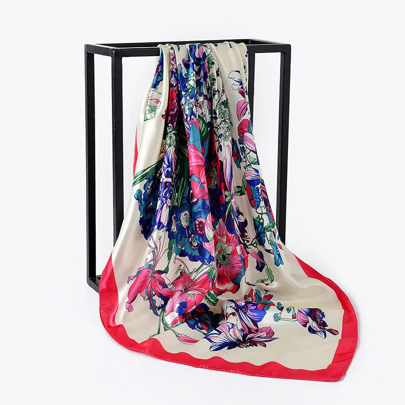 2021 Роскошные качественные шелковые шарфы весна лето Женская мода 70 см квадратный