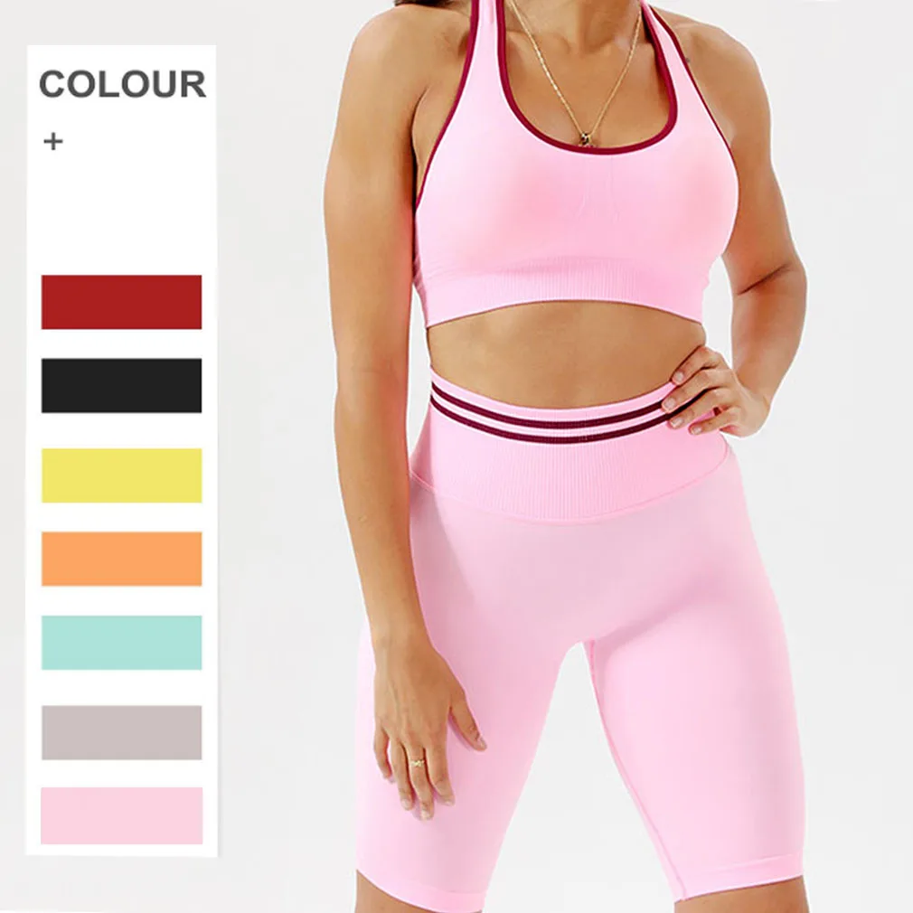 

Seamless Fitness Set High Waist Running Workout Shorts Sport Bra Cycling Sport Suit Gym Sportswear Women Yoga Clothing
