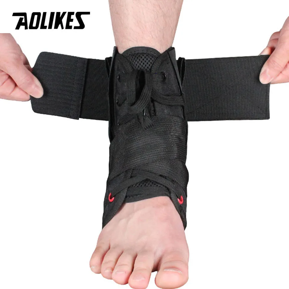 Спортивный фиксатор для голеностопа AOLIKES регулируемый на шнуровке