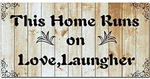 

Original Retro Design This Home Runs on Love Solid Wood Signs Wall Art | Natural Wooden Board Print Poster Wall Decoration