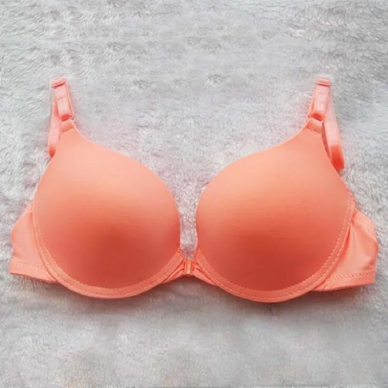 Модный бюстгальтер пуш ап с регулируемой пряжкой карамельных цветов гладкое