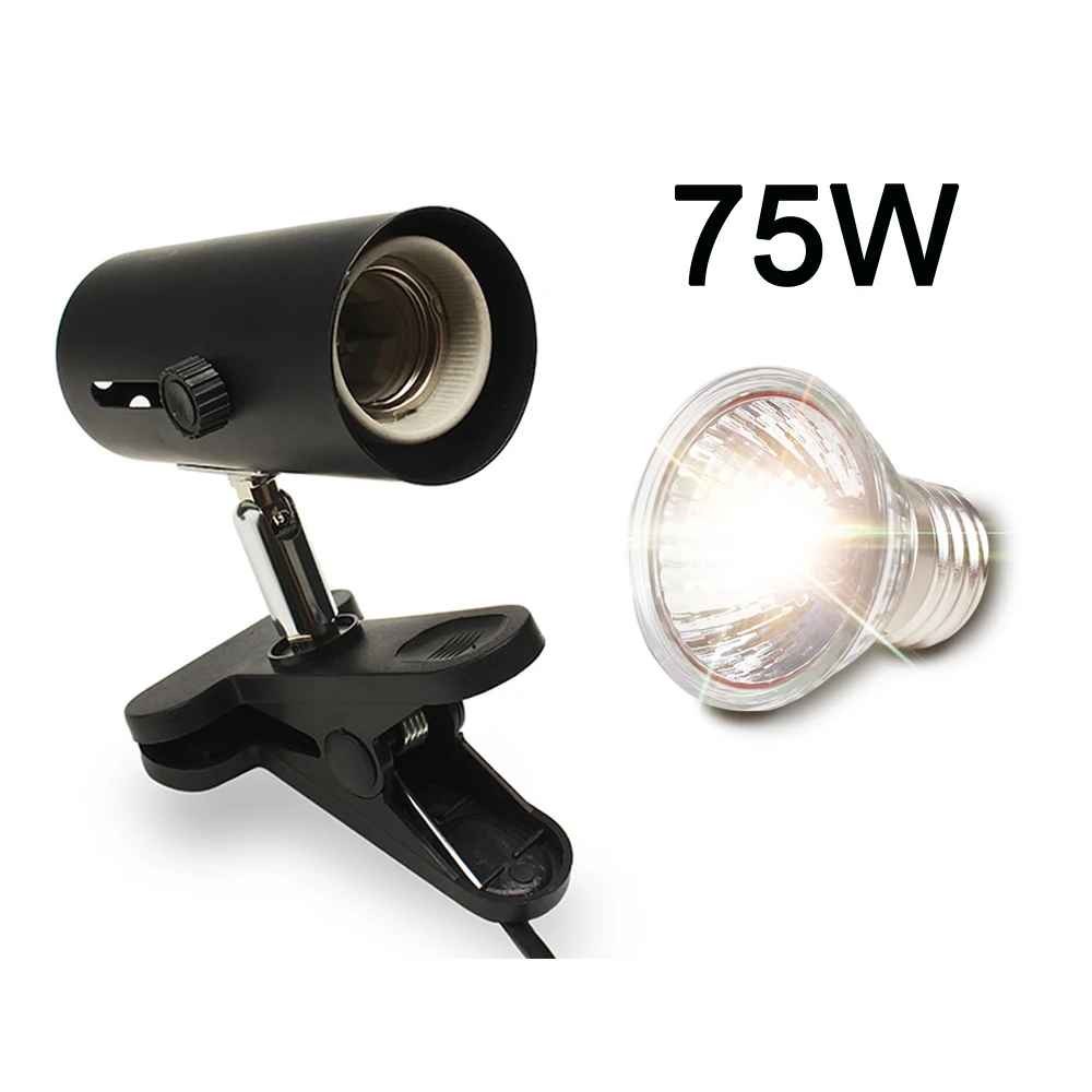 Black and 75W lamp UVA+ UVB 3,0 набор ламп для рептилий с зажимом, керамический держатель для света, черепаха, греющаяся УФ лампа, набор, черепахи, ящерица, освещение 220 В - Цвет: Black and 75W lamp