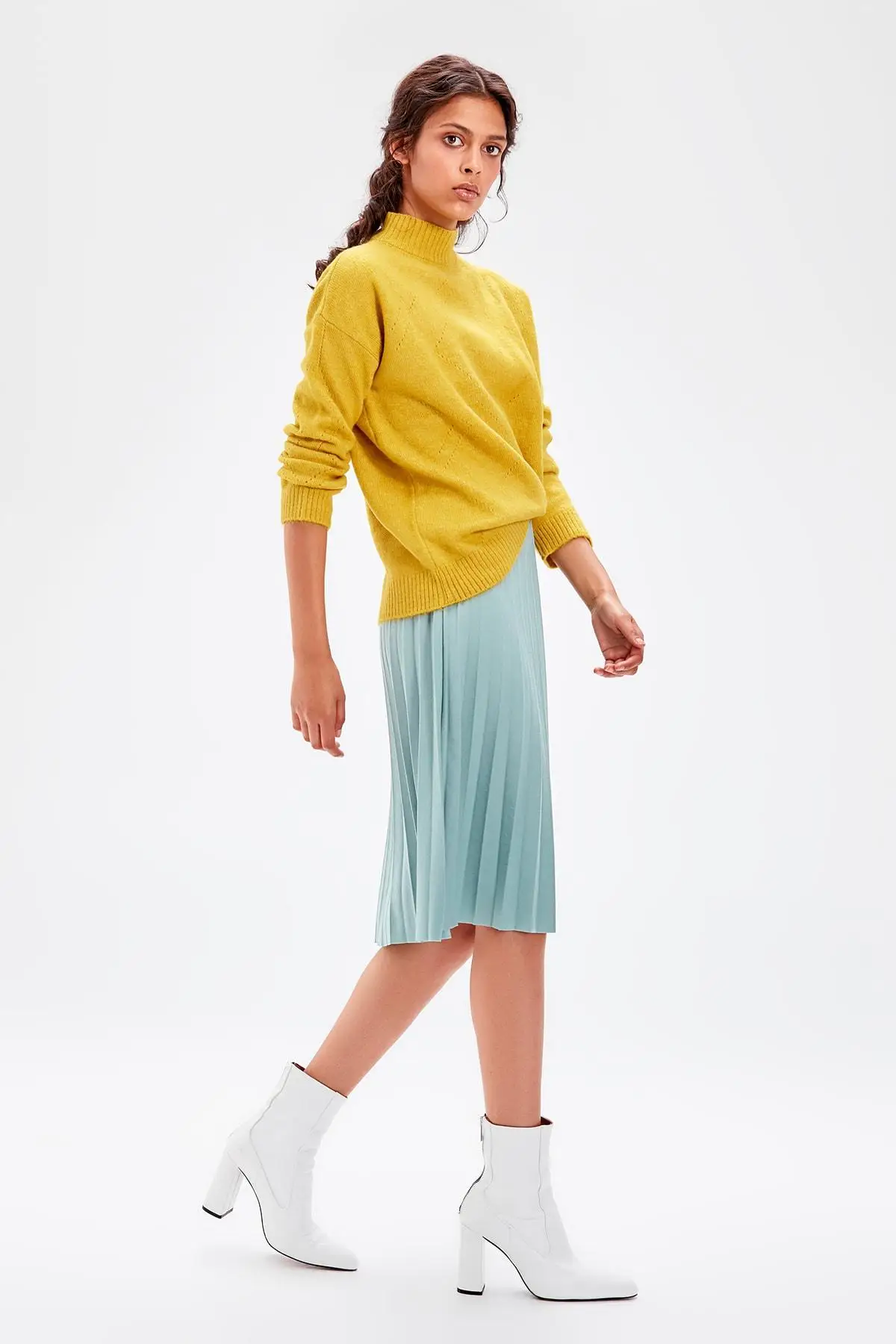Trendyol Mint Pilise трикотажная юбка TWOSS19FV0195|Женские юбки| |