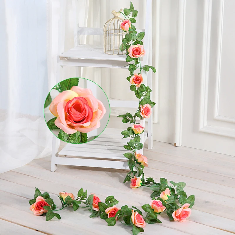 2 3 м 11 головок Искусственные розы из шелка вино плюща цветы с зелеными листьями