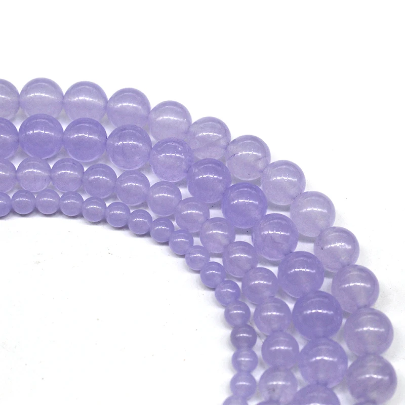 Круглые бусины из натурального камня лаванда фиолетовый халцедон нефрит 4 6 8 10 12