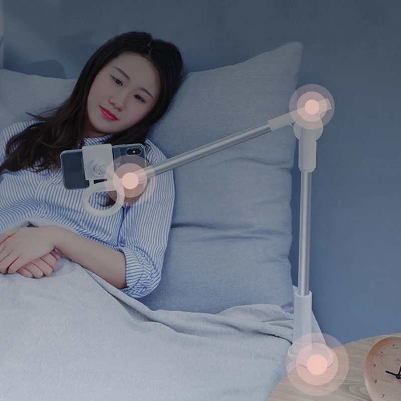 2 section arms lazy mobile phone holder foldable 360 rotatable tableside bedside bracket for phone stand holder free global shipping