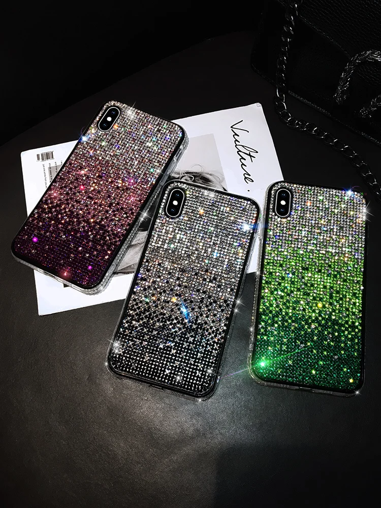 Luxury Gradual Change Shiny Glitter Diamond Phone Case For iPhone 14 13 12 11 Pro Max X Xr Xs 7 8 Plus se2020 Cover