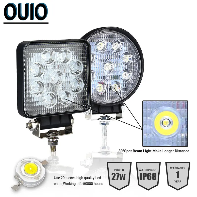 27 Вт 4 дюйма светодиодный рабочий светильник бар Квадратные Точечный для