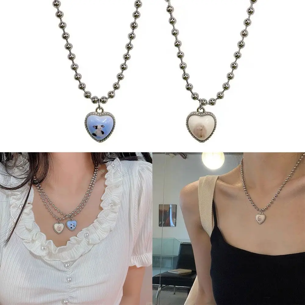 

New Girlfriend Gift Cow Rabbit Women Jewelry Chains Heart Shape Pendant Necklaces