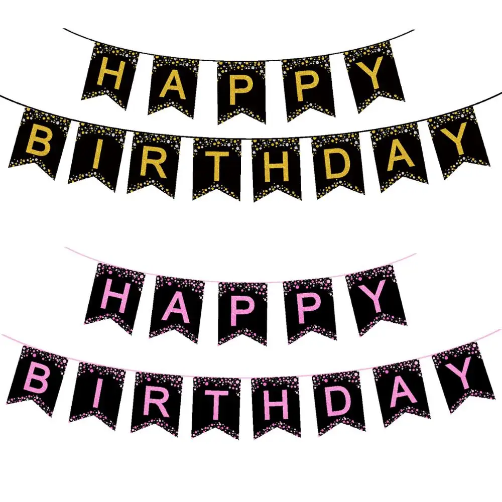 

Надпись на день рождения, черный, розовый, золотой баннер, флаг перманента, флаг на день рождения, годовщину, вечеринку, флаг, поставки
