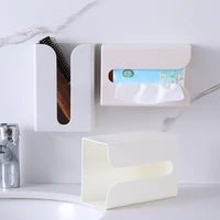 wall mounted seamless sticker tissue box holder simple plastic multifunctional toilet paper box bathroom decoration
