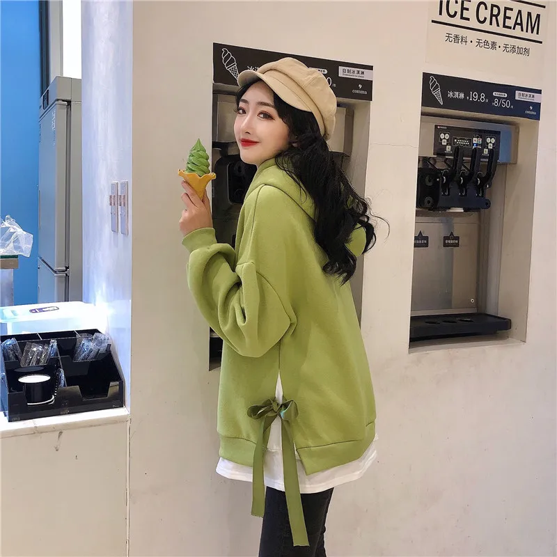 Hoodies Women Hooded Solid High Quality Warm Korean Style Loose Drawstring Harajuku Womens Casual Students Thicker Velvet Girls