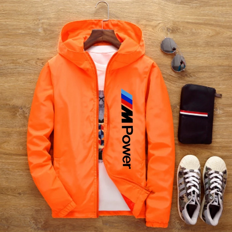 

2021 Fashion Spring And SumMer New BMW Jacket Street Hooded Windbreaker Thin Zipper Jacket Men's Casual Jacket M-7XL