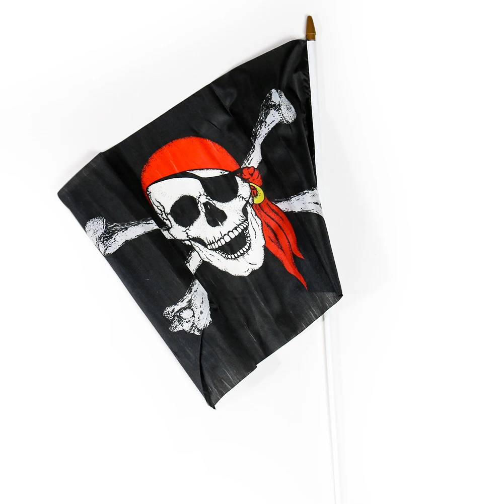 Halloween Scene Decoration Props Personalized Flags Oversized Hanging Bunting Red Bandana Pirate Skull with Flagpole | Дом и сад