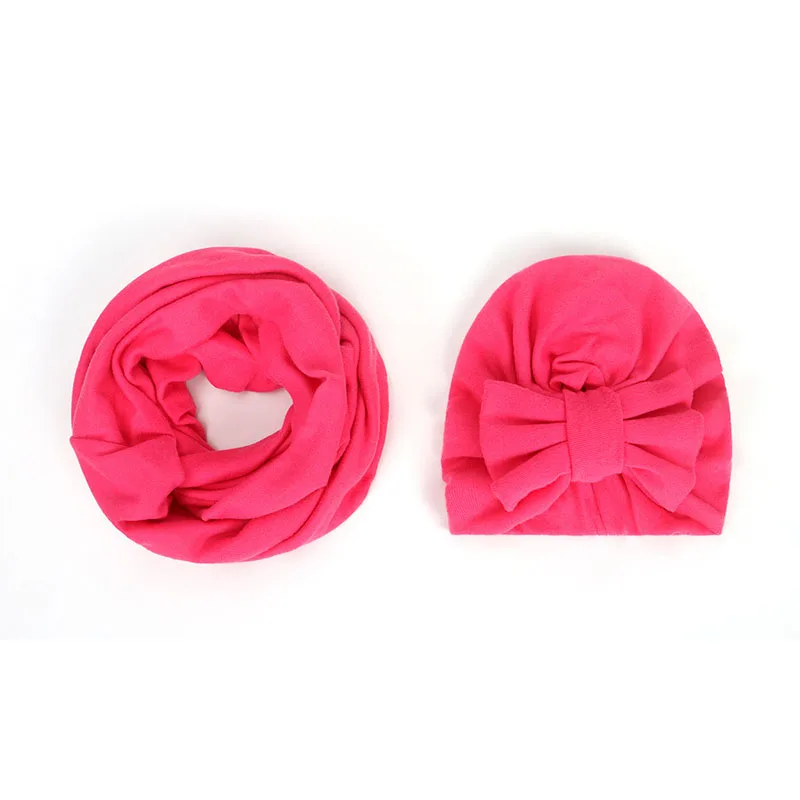 

New Children's Newborn Children's Hat Infant Double-layer Hat Winter Children Bow Tie Cap Scarft Sets Baby Accessories