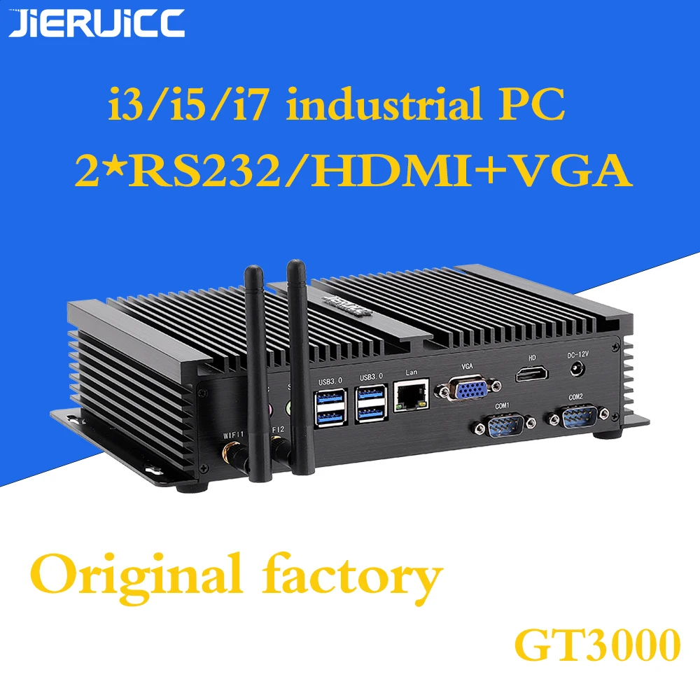 Дешевый безвентиляторный промышленный ПК 4K HD i3 i5 i7 celeron 24 часа работы 2 COM HDMI VGA