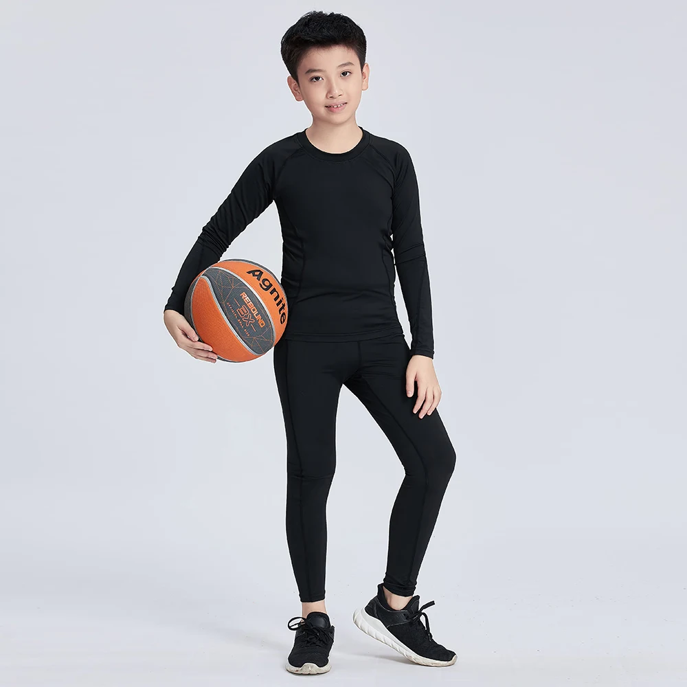 1 Sets of Children's Breathable Suit Thermal Underwear Training Suit Basketball Sweatpants Tights T Shirt Children's Clothing