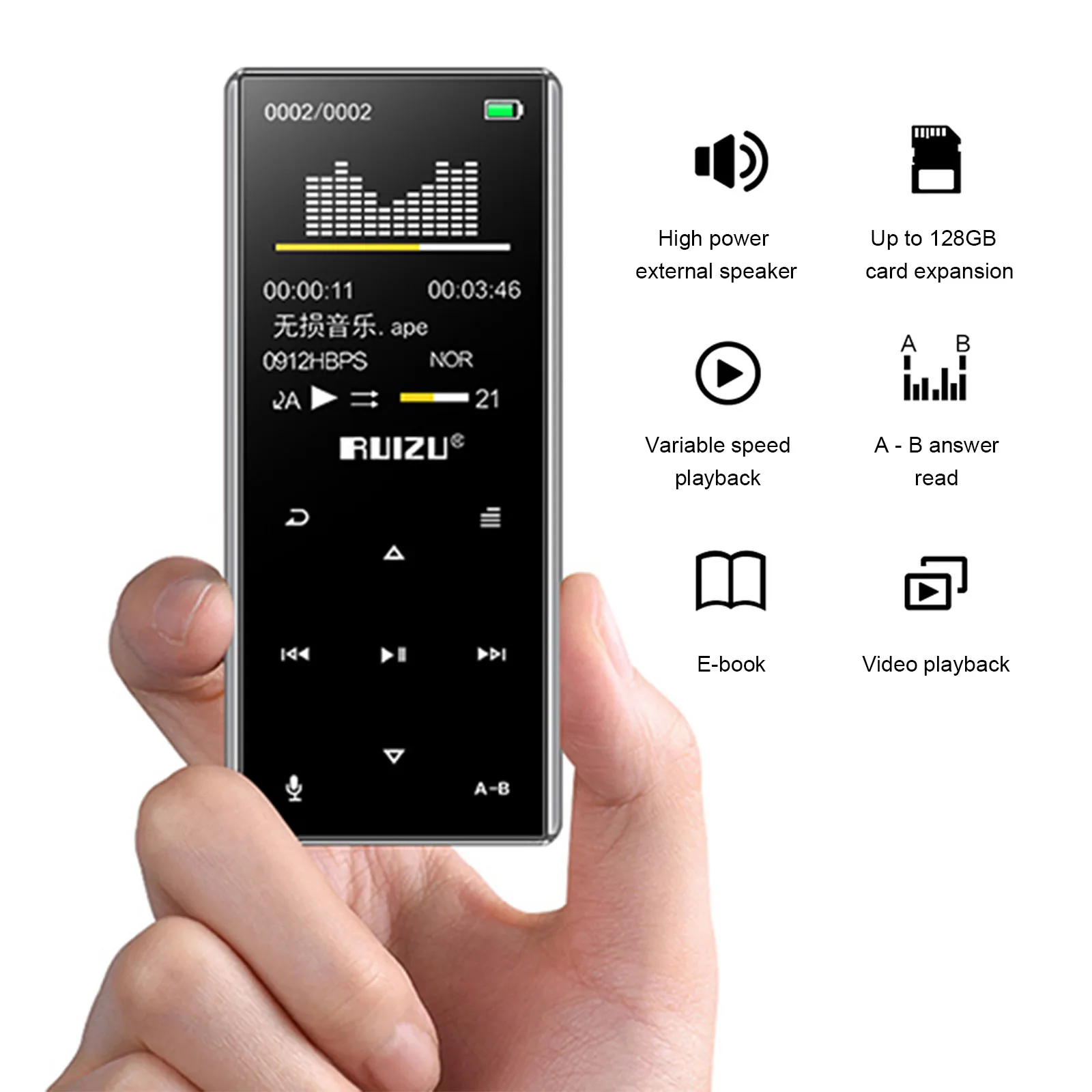 Музыкальный видеоплеер RUIZU D29 MP3 Bluetooth 1 8 дюйма TFT-экран динамик FM-радио встроенная