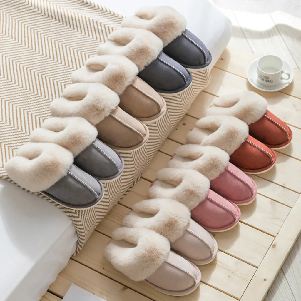 Женские и мужские теплые удобные домашние тапочки без застежки домашняя обувь