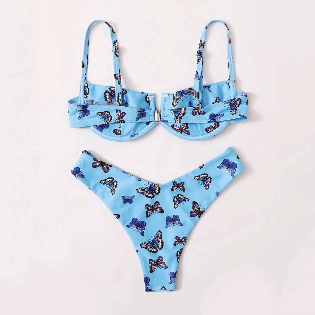 

Bikini Floral Swimwear Print Swimsuit Brazilian Biquini Sexy Thong Bikinis Set Bow Bathing Suit Maillot De Bain S-L#W