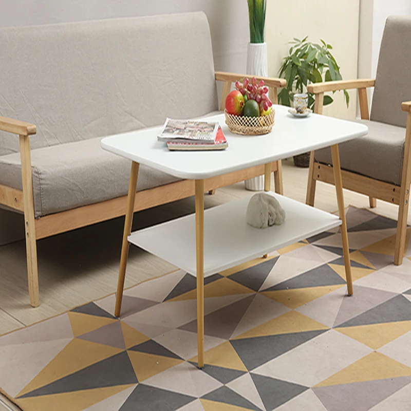 

Скандинавский современный простой журнальный столик прямоугольник двухслойный компактный журнальный столик для гостиной мебель для дома ...