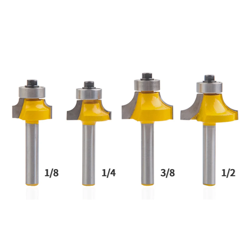 

4pcs 6.35mm Shank Fillet Knife Rounding End Trimmer Head Milling Cutters Slotting Engraving Router Bit Wood Woodworking Tools#20