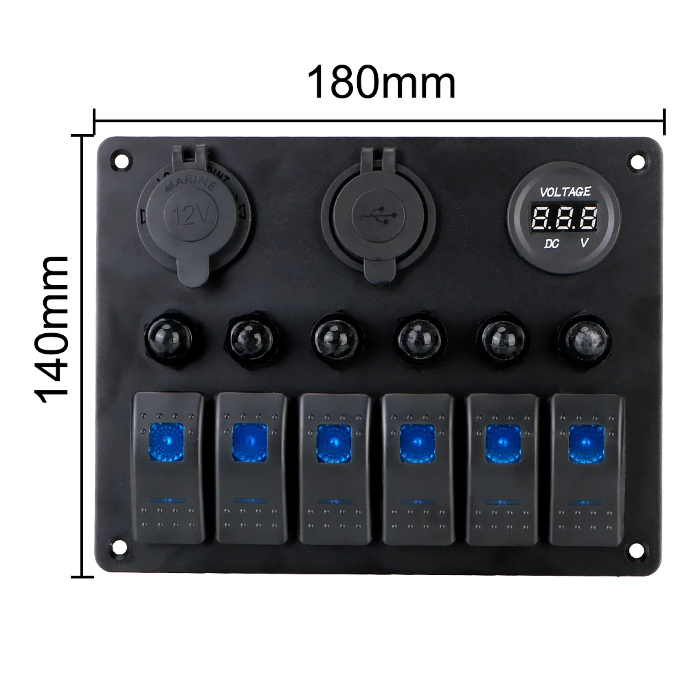 LEEPEE Алюминий Панель AC/DC 12V/24V 6 банда кулисный переключатель морской катер