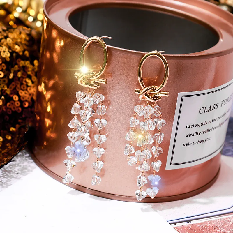 Корейские аксессуары для женщин и девушек Модные Изящные Висячие длинные серьги