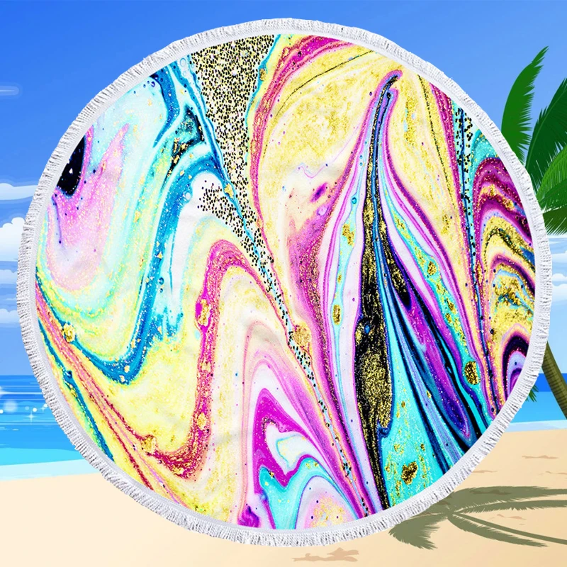 Круглое пляжное полотенце из микрофибры абстрактное зыбучее песочное банное
