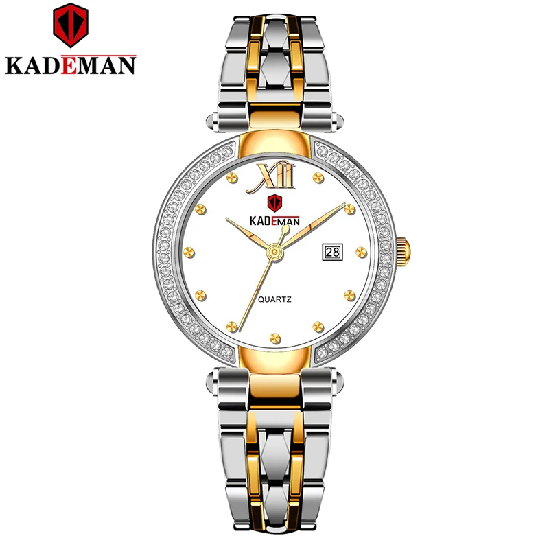 KADEMAN Luxury Lady Watch Dress Elegant Women Quartz Watch TOP Brand KADEMAN Fashion Crystal Bracelet Girl Gifts Wristwatches