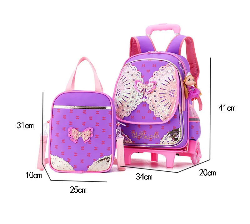 2 шт./компл. детские школьные сумки съемный рюкзак с бантом для девочек принцессы