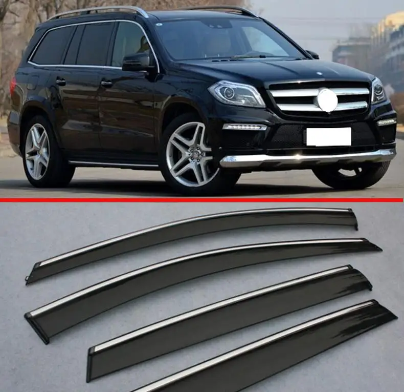 

Plastic Exterior Visor Vent Shades Window Sun Rain Guard Deflector For Benz GL Class 2013-2015