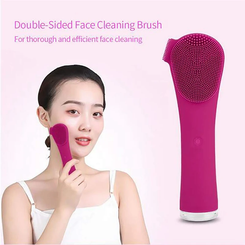 

Electric Facial Cleansing Brush Waterproof Silicone Sonic Face Brush Handheld Cleaning Device Rechargeable Pore Cleaner