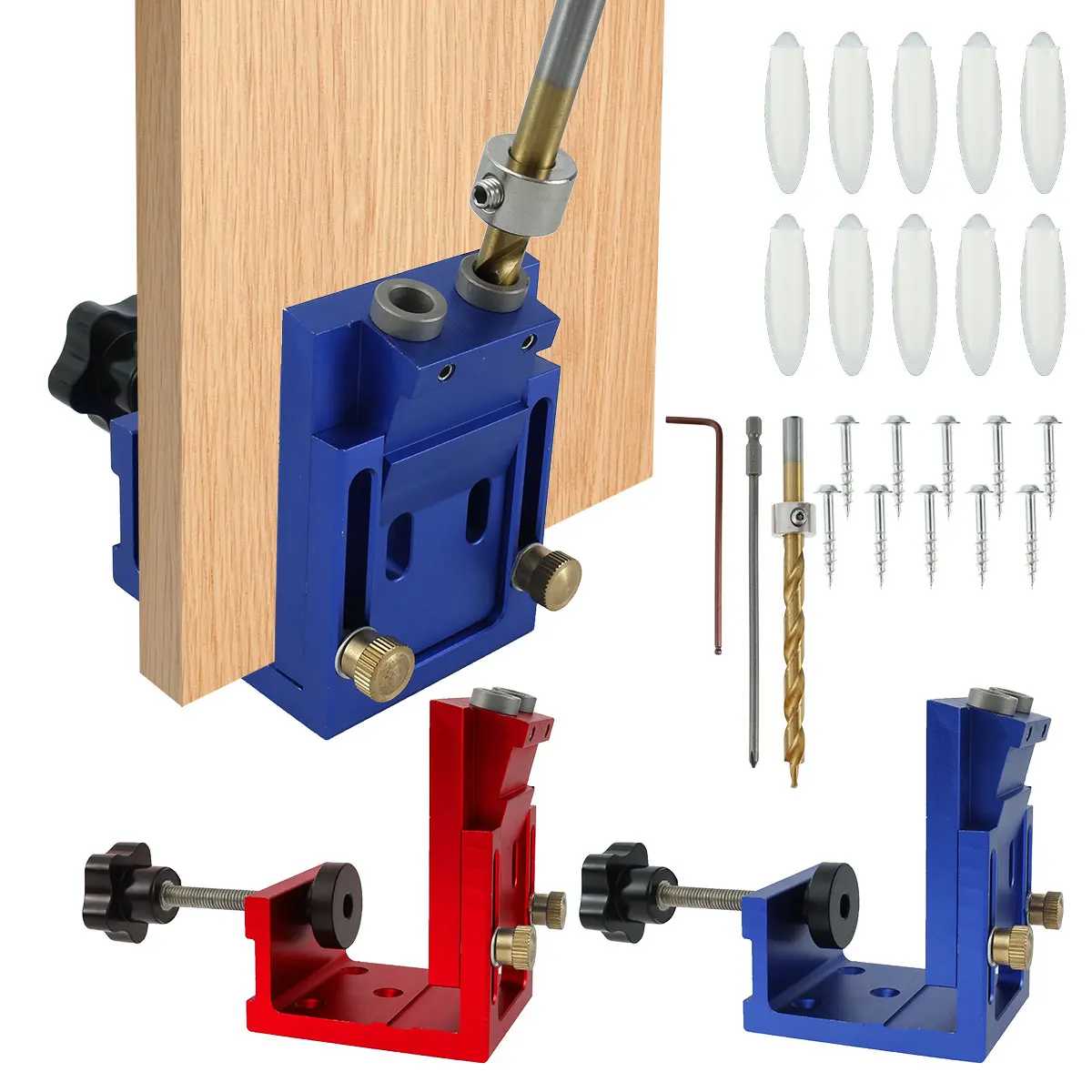 

NEW Pocket Hole Drill Guide Dowel Jig Oblique Hole Locator Drilling Kit Woodworking Joinery Tools Set for Carpentry DIY Tools